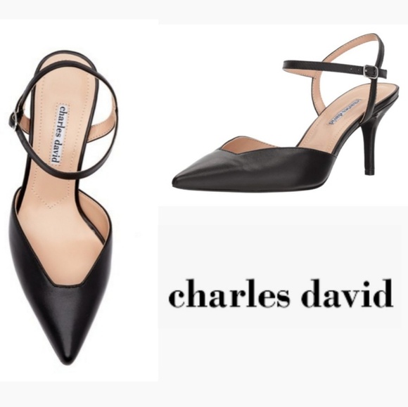 Charles David Classic Black Leather Pumps